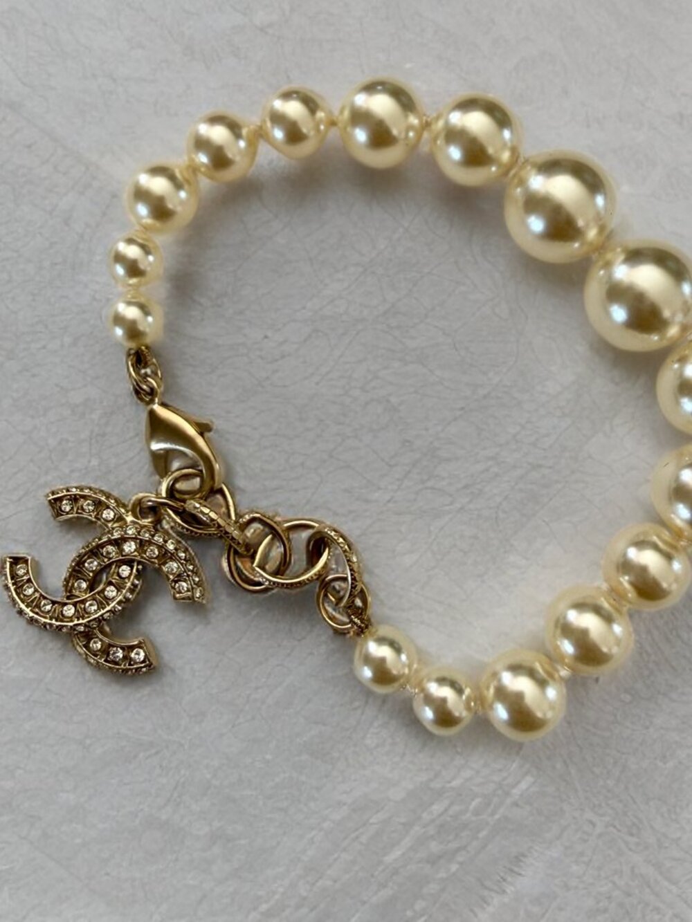 Chanel Crystal CC Pearl Bracelet